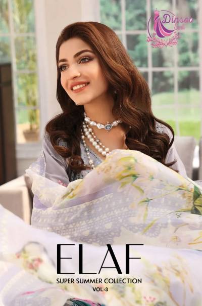 ELAF SUPER SUMMER COLLECTION VOL-3 BY DINSAA EMBROIDERY SALWAR KAMEEZ MANUFACTURER IN INDIA